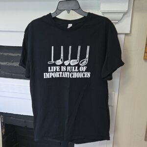 Fruit Of The Loom Black Graphic T-Shirt with Golf Design